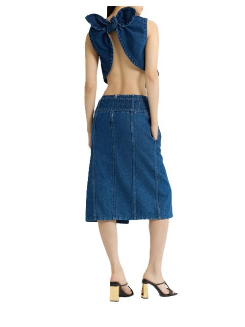 Patou Gonna midi denim con cintura Patou | SK0770216661BINK BLUE 661B